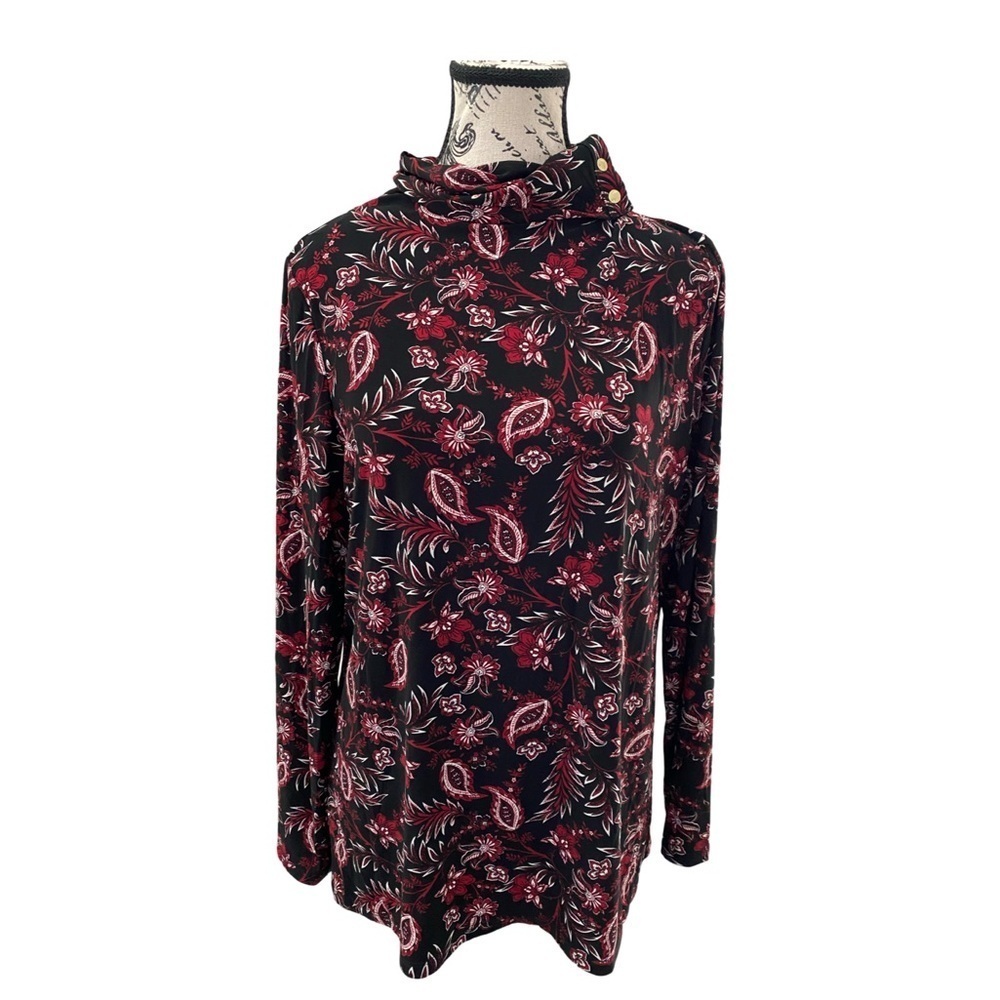 Jones New York Long Sleeve Floral Paisley Turtleneck Top NWT Size M